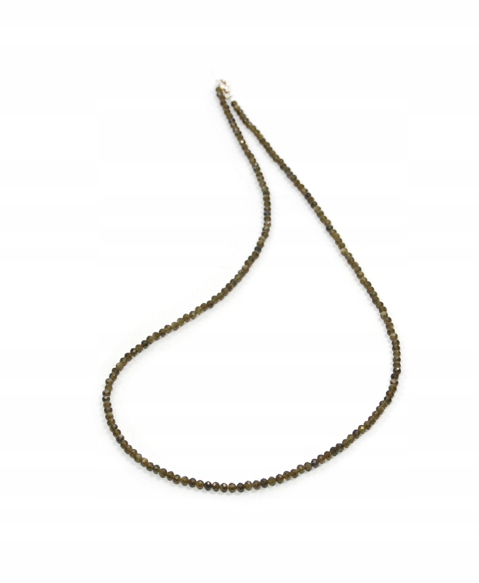 Přírodní náhrdelník Obsydian zlaté fazetované kuličky 3mm zapínání stříbro 925