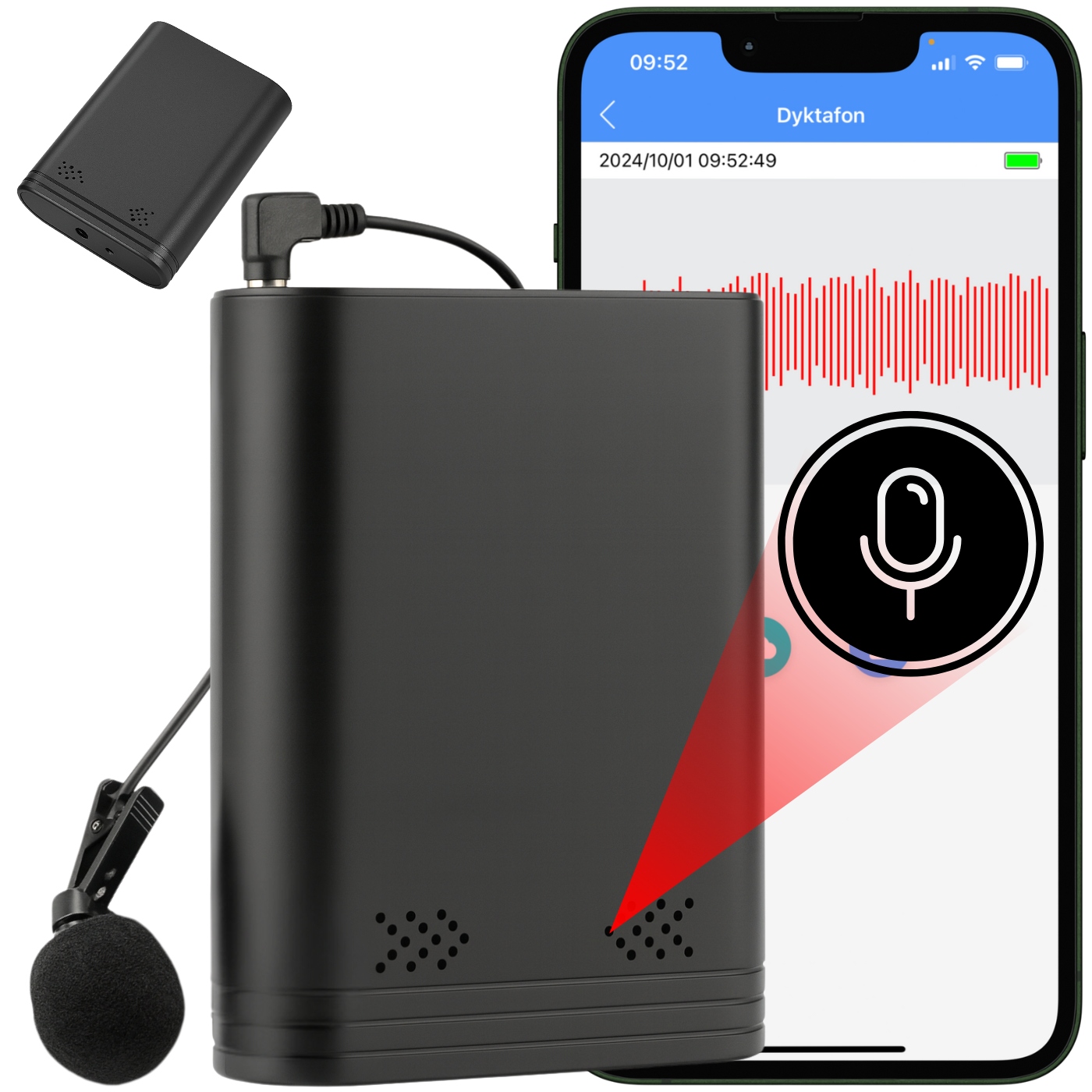 Špionážní Diktafon Wifi Odposlech Malý Magnet Aplikace Vzdálený Odposlech