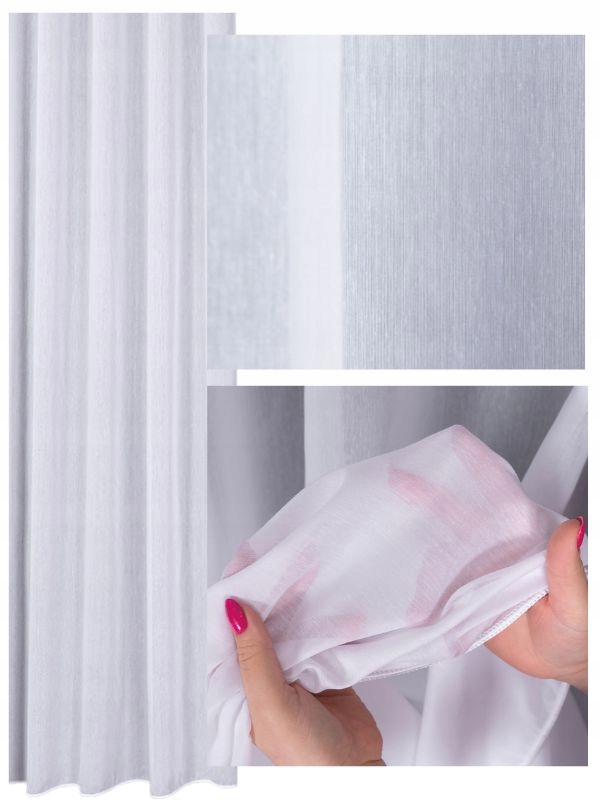 Záclona Biela Batyst Elegantná záclona s páskou na žabky Tunel š.260x230