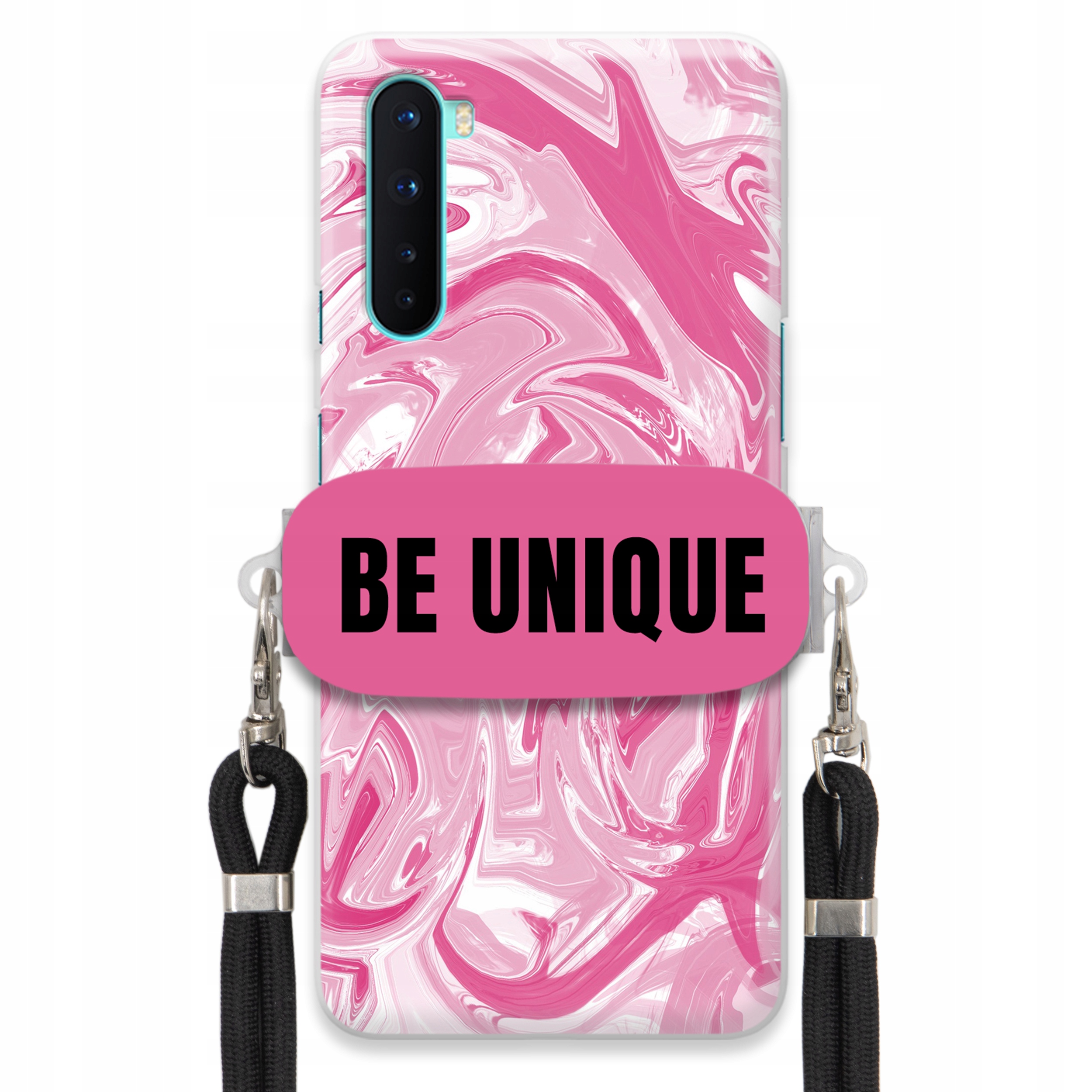 Pouzdro pro Oneplus Nord Case Uchytky Šňůrka Černá Růžová Mramor Be Unique