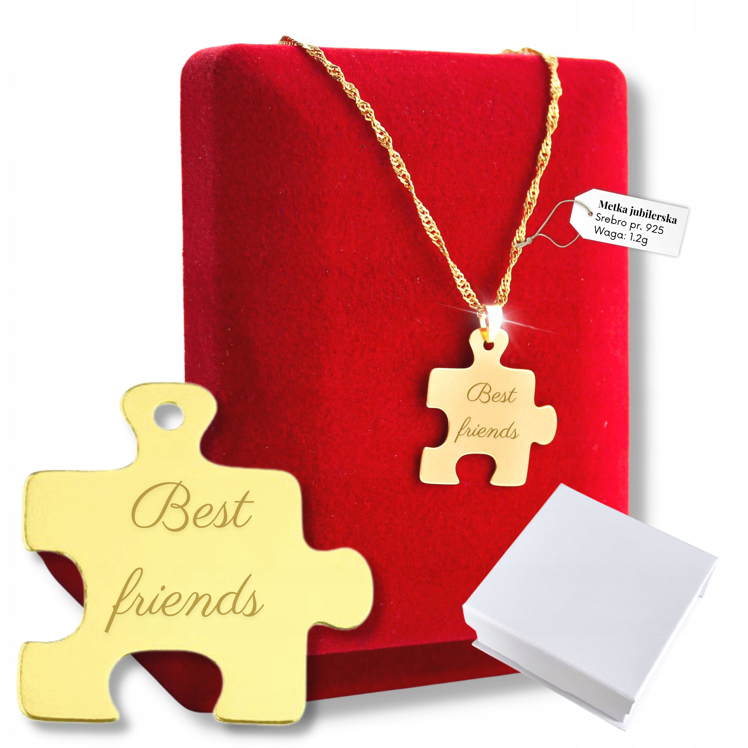 Zlatý náhrdelník přátelství s gravírováním Puzzle Bff Dárek Váš Gravírování 925