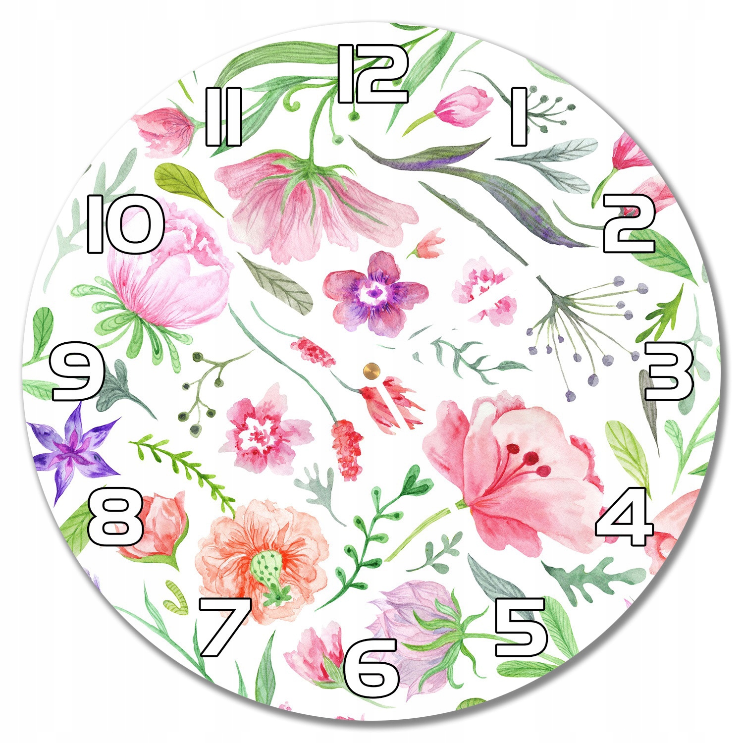 

Nowoczesny wiszący zegar Malowane kwiaty f30 cm