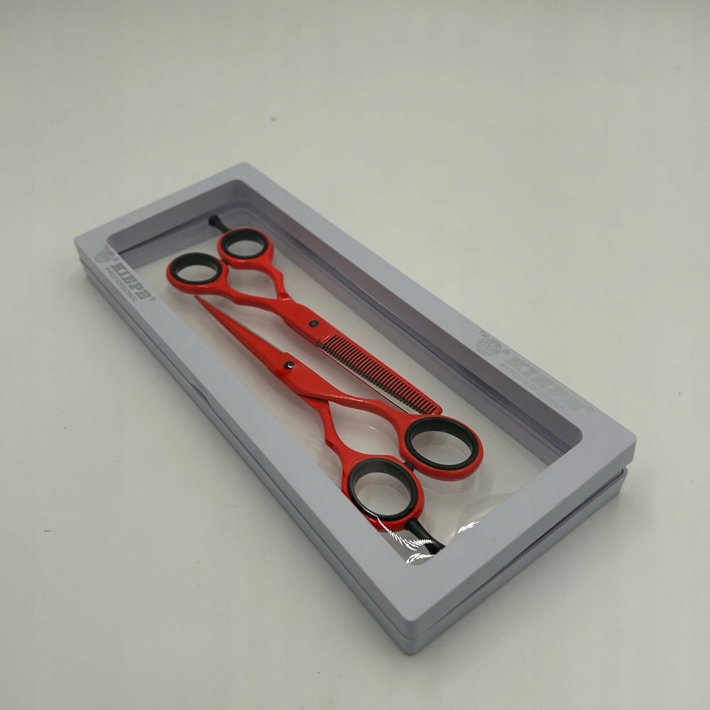 Outlet Zestaw nożyczki degażówki fryzjerskie Kiepe Fluo Red Passion 5,5"