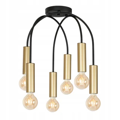 Stropní svítidlo v industriálním černém zlatě do obývacího pokoje jídelny 6 bodů Luminex