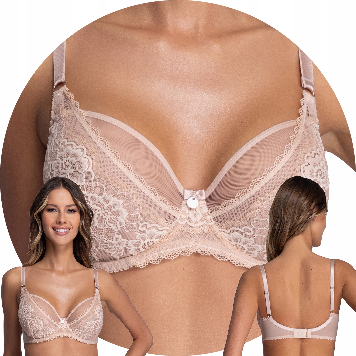 Ava 1824 Venus béžová krajka Měkká podprsenka béžová 65I Soft