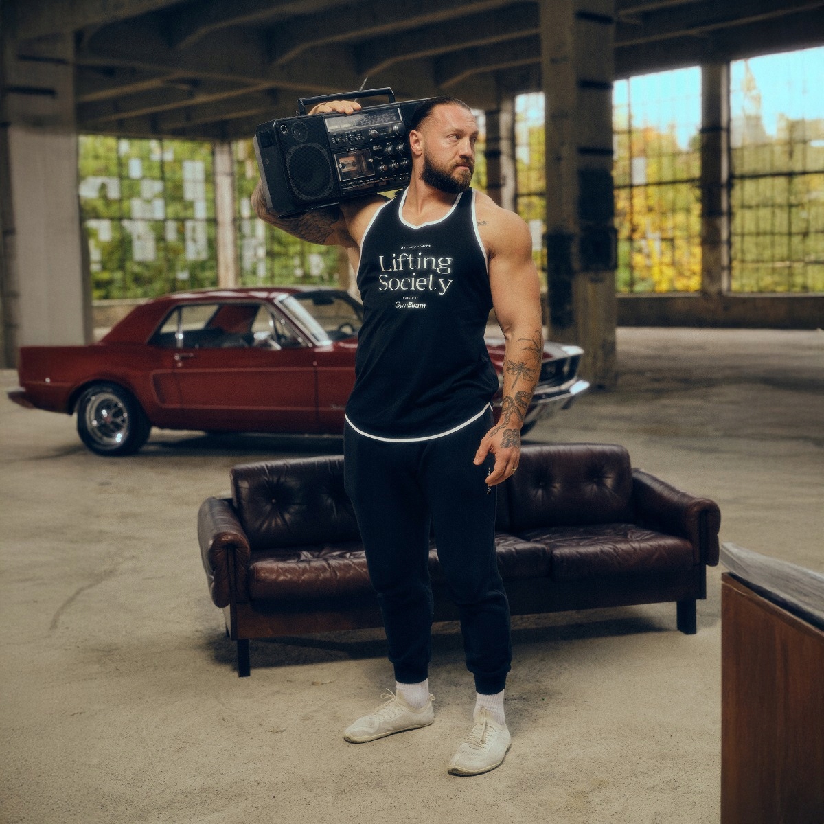 Spodnie Dresowe Base Czarne Oversize Przewiewne XL GymBeam