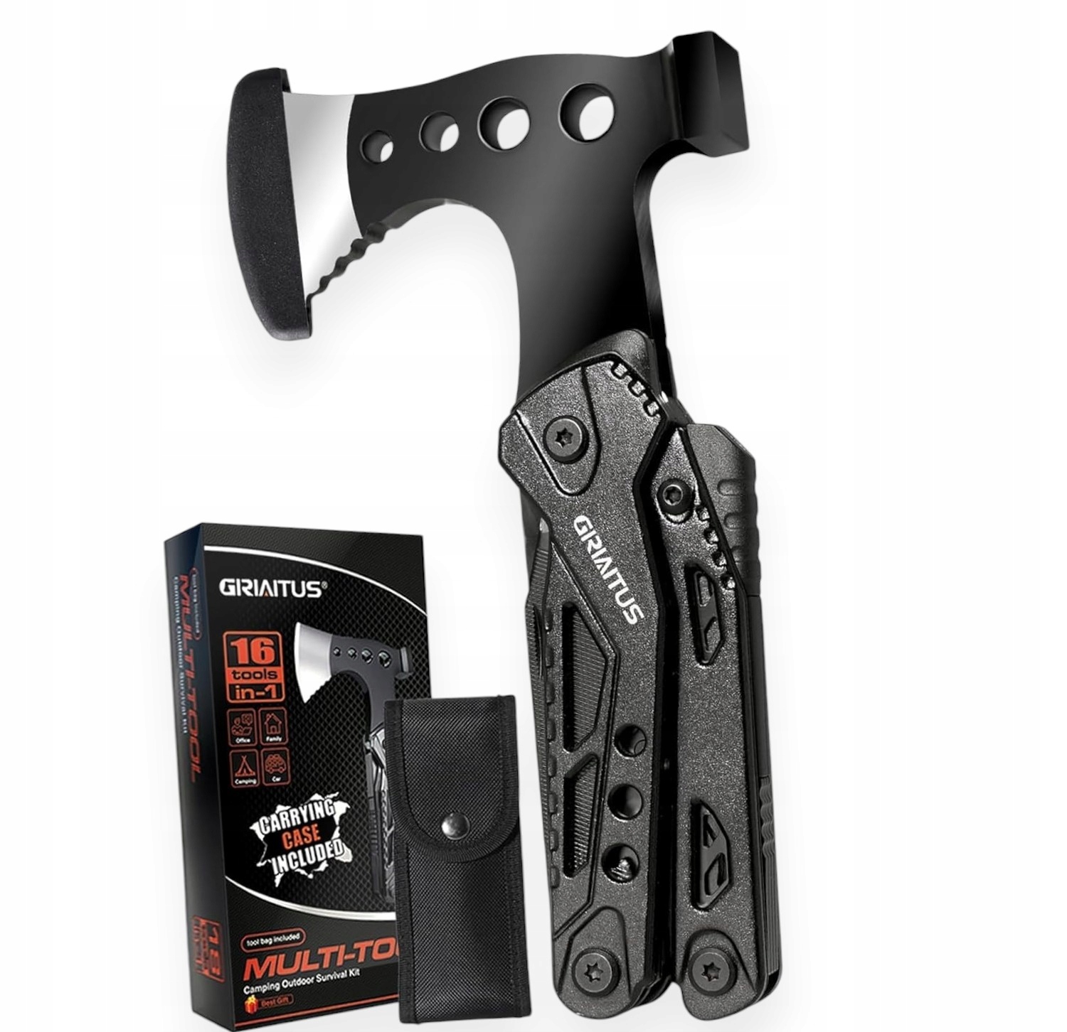 Siekiera Młotek Narzędzie Survival Podróż 16 W 1 Stal Nierdzewna Multitool