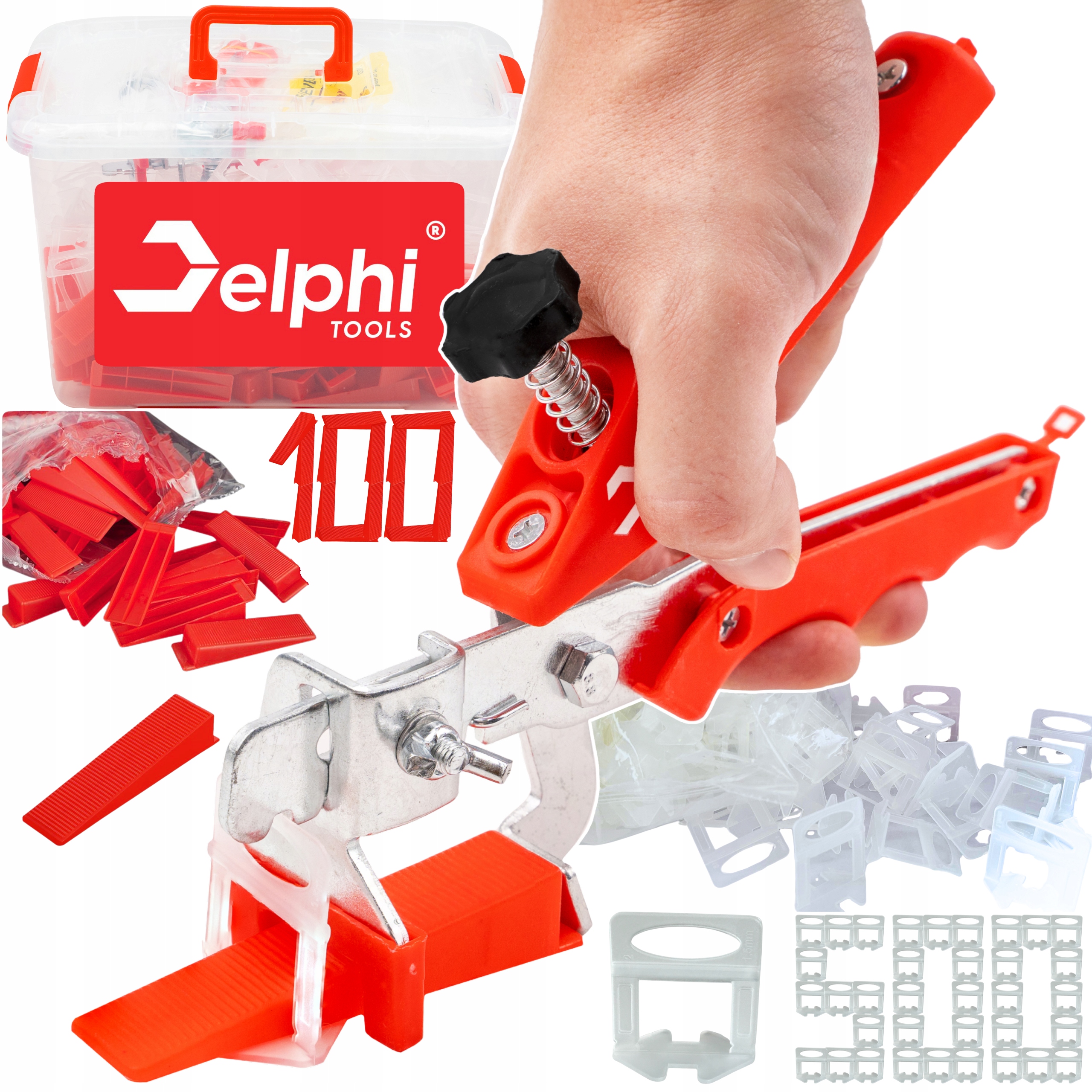 Systém Vyrovnávání Dlaždic Sada 500x Klipsy 1,5 mm 100x Klíny Kleště