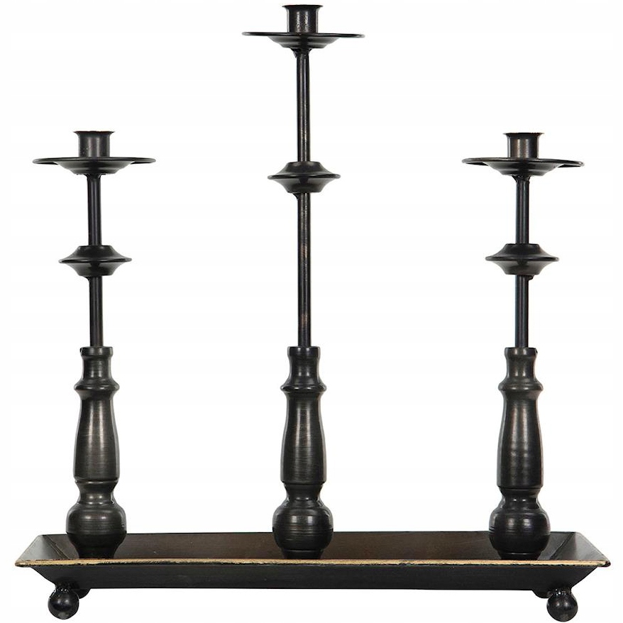 Svícen Kandelabr Černý Na 3 Svíčky Velký Vysoký Na Stůl Dárek Do Domácnosti