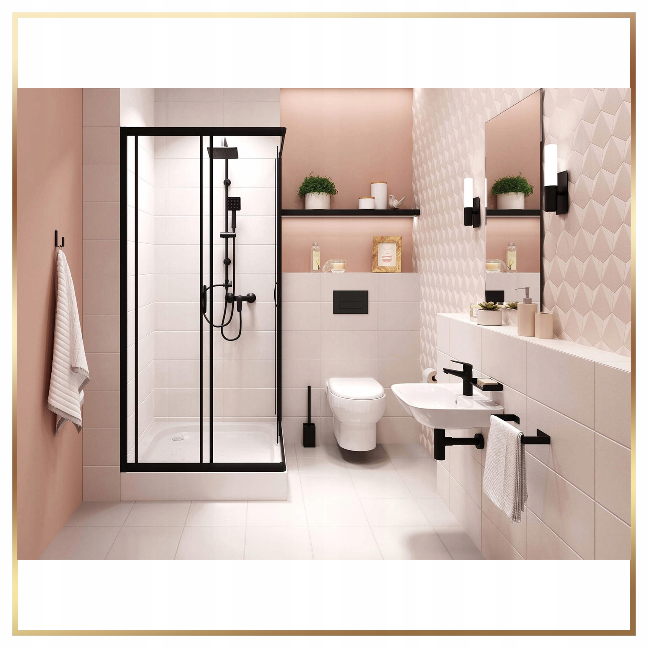 Bateria Umywalkowa Stojąca Czarna Korek Klik Klak Click Clack + Półsyfon Marka Stamar