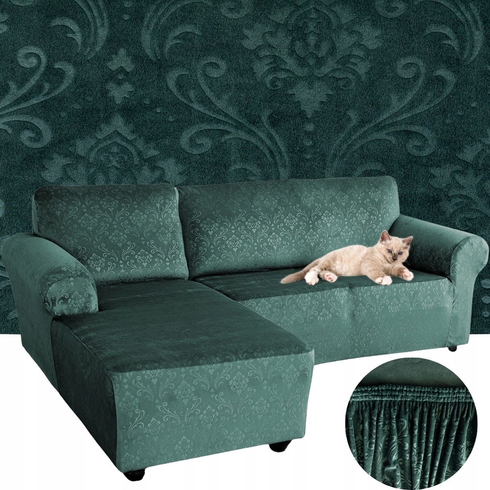 Potah Na Rohovou Pohovku Velurová Pohovka Oeko-tex Ornament Premium Levý 2+2