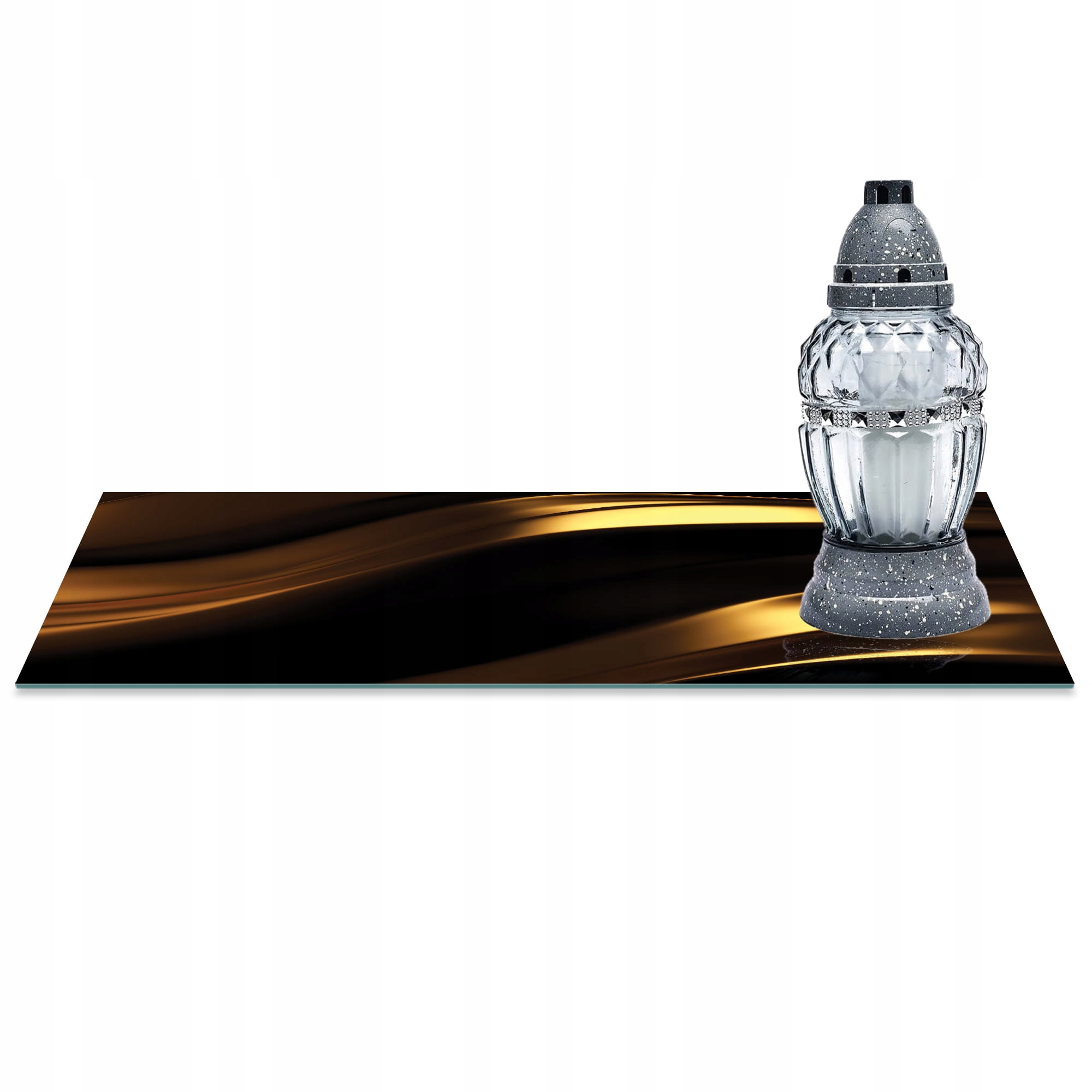 SZKLANA PODSTAWKA POD ZNICZE 60x20cm Wstęgi 326c