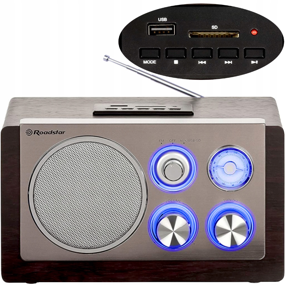 Radio Sieciowe Retro Z Portem Usb Gniazdem Sd Aux-in Roadstar HRA-1345NUSWD