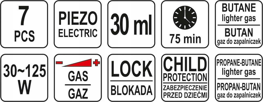 LUTOWNICA GAZOWA 3IN1 Z AKCESORIAMI YT-36706 YATO Zasilanie gazowe