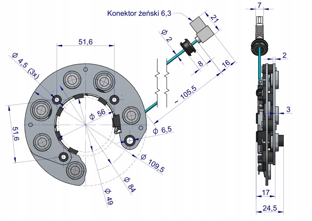 Prostownik kompletny alternatora EX230000. EX260000 C-330 C-360 EXPOM KWIDZ Producent części Inny