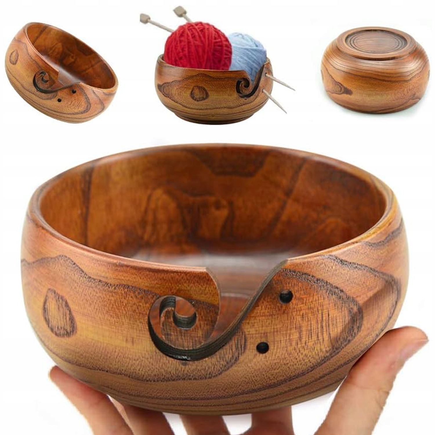 Vlněná Dřevěná Miska Z Háčkovací Příze Diy 17cm