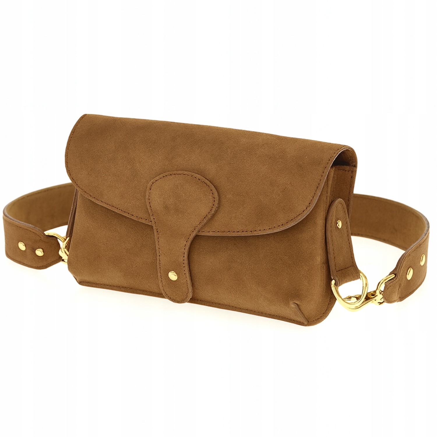 Laura Biaggi Dámská kabelka Crossbody Hnědá Semiš Přírodní Vera Pelle