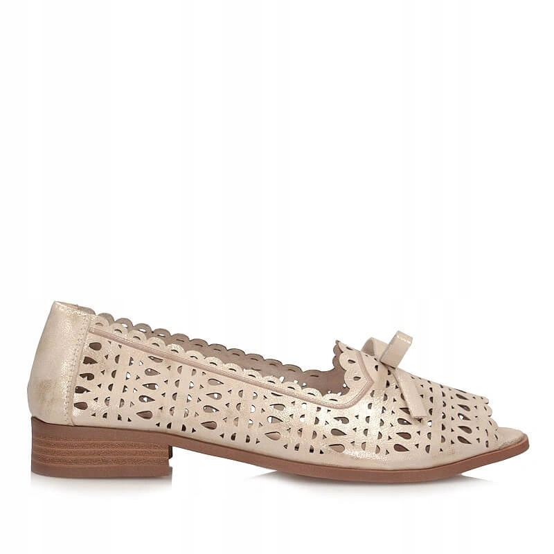 Dámské polobotky M. Daszyński SFY25113-10 Gold zlaté ažurové baleríny