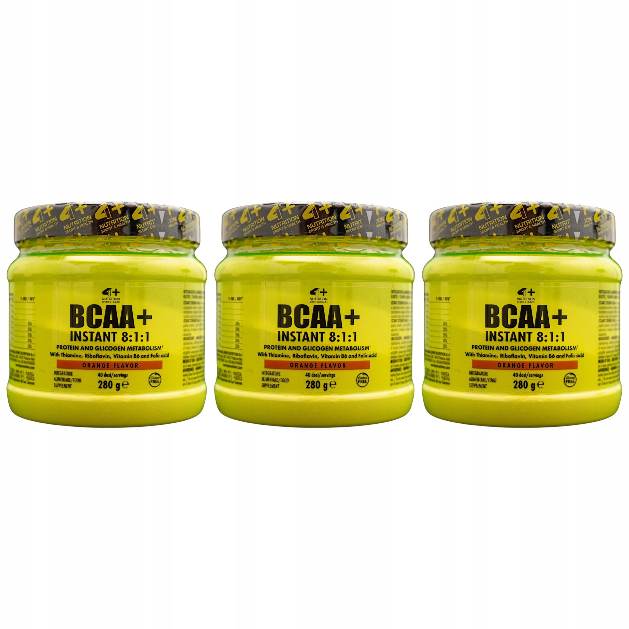 3x Bcaa 4+ Nutrition 8:1:1 Aminokyseliny Regenerace Vitamíny Příchuť Pomerančů