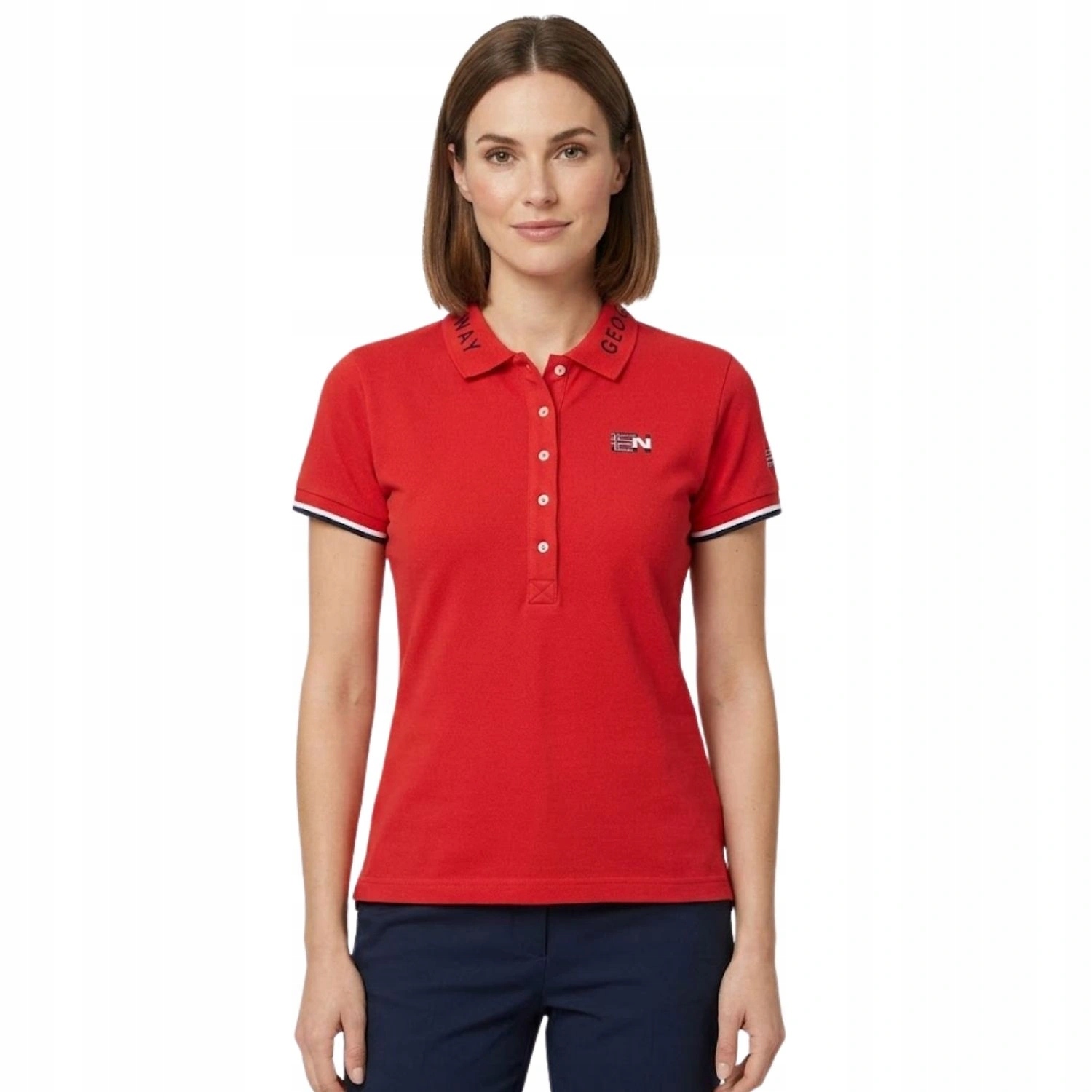 Dámské Tričko Geographical Norway polo červené s límečkem, velikost vel.