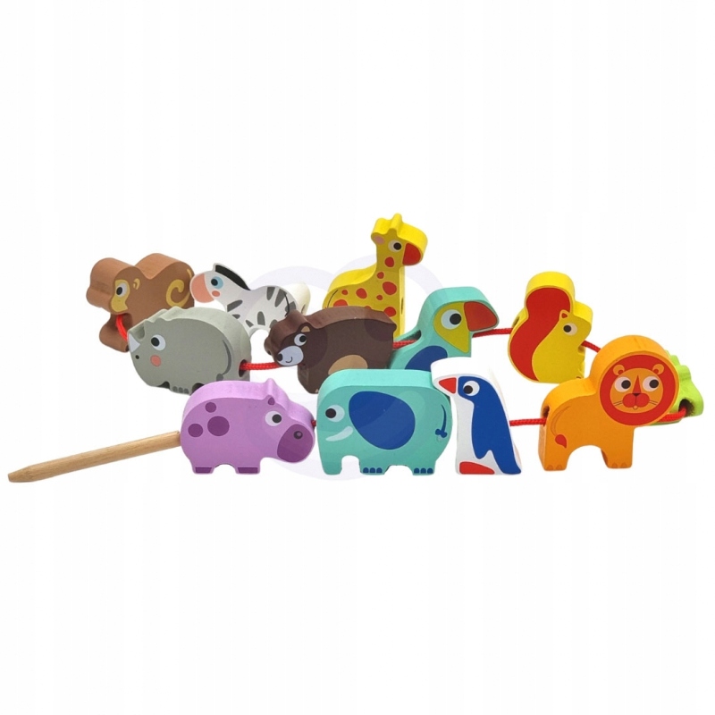 WOOPIE PRZEPLATANKA ZWIERZĘTA ZOO 13 EL. SZNUREK TUBA Materiał drewno