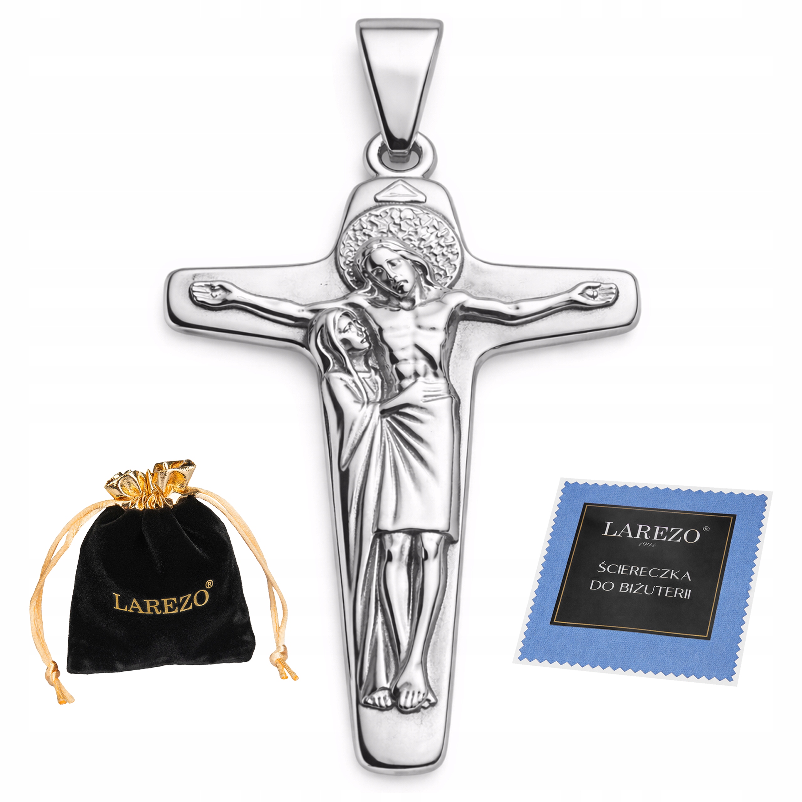 Rhodiovaný křížek k řetízku Stříbrný pánský křížek Ježíš s Marií Stříbro 925