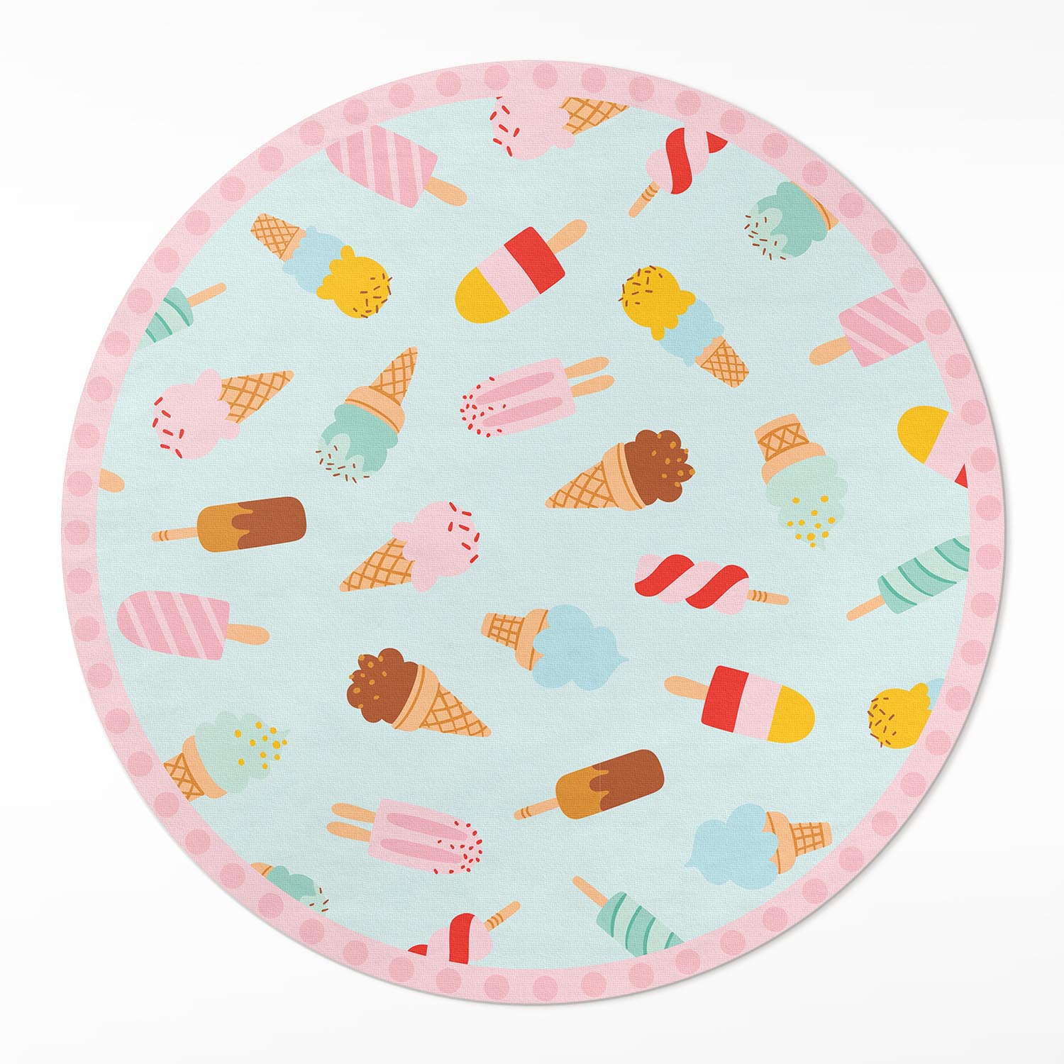 Moderný okrúhly vinylový koberec do kuchyne Sladké ľadové kornútky ⌀ 120 cm