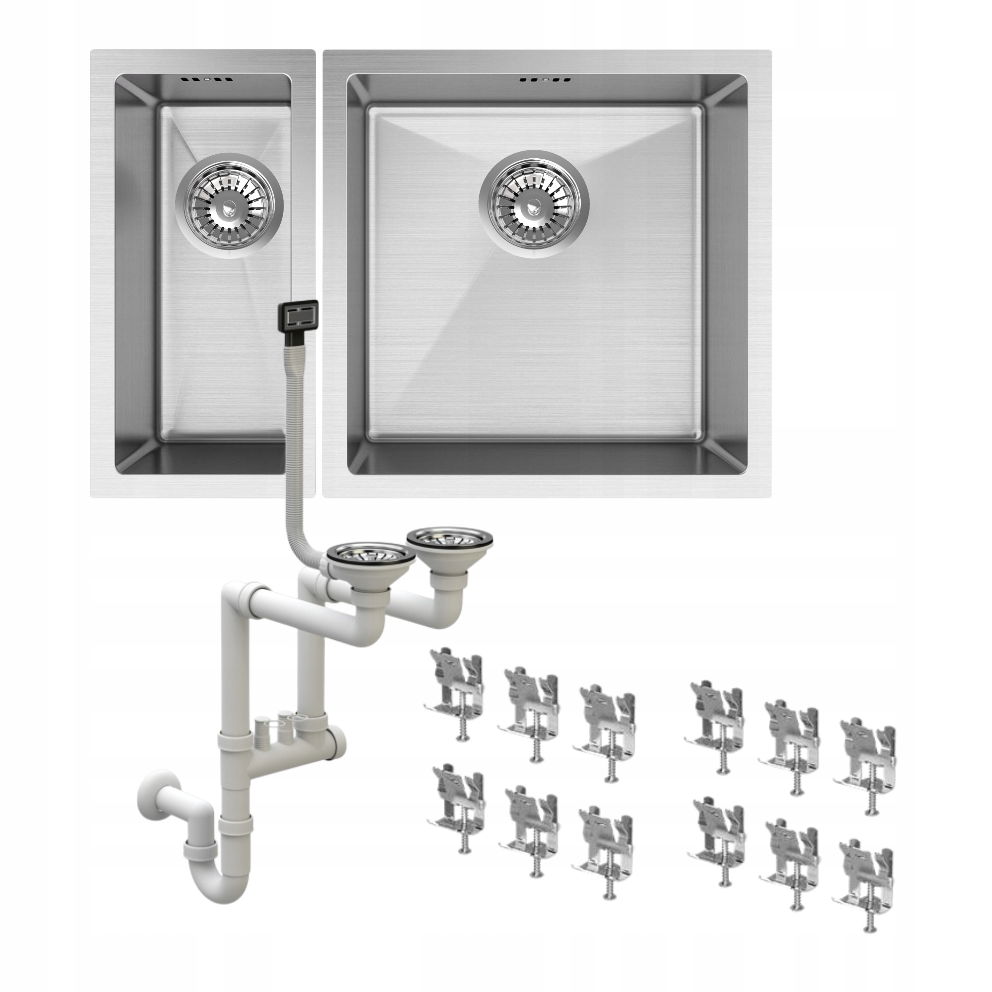 Ocelový Dřez S Jednou A Půl Mísy, Sada 2 Ks, Chrom BARI2244