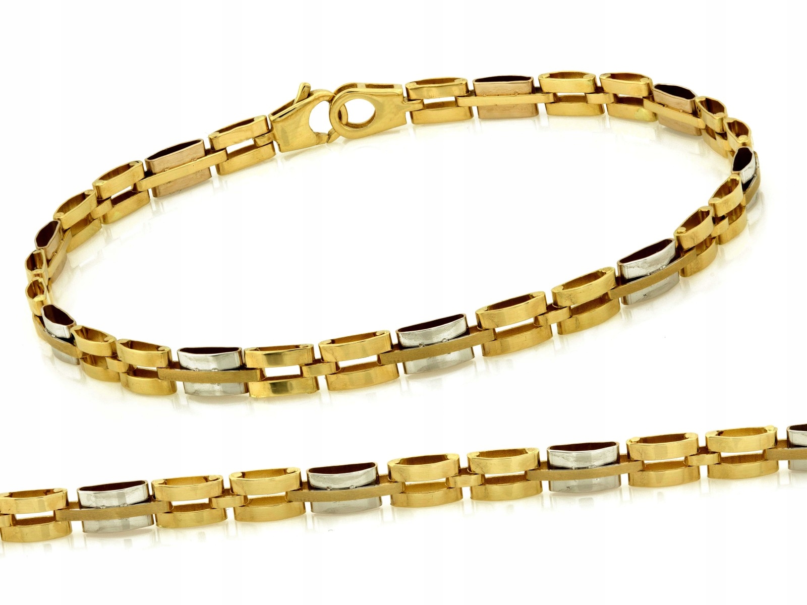 Zlatý náramek pro muže 585 z dvoubarevných prvků 20 cm jako dárek 7.53 g