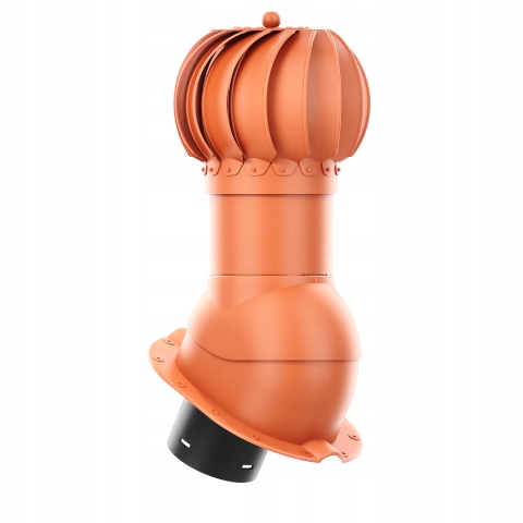 Rotačný krb Rotoline pre plechové krytiny M fi 150 mm, guľovitý, tehlový