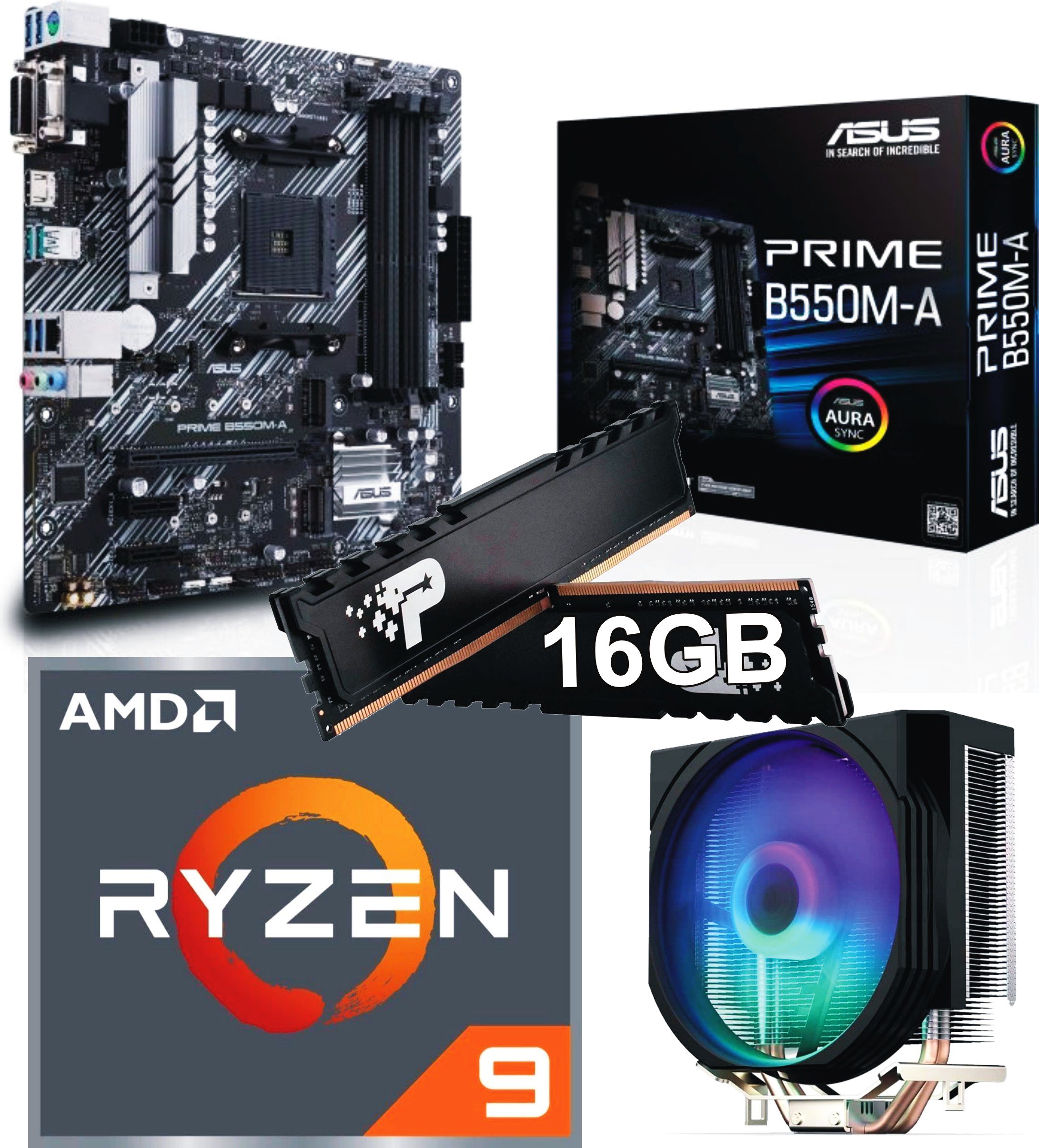 Sada procesoru Ryzen 9 5950X deska Asus 16 Gb DDR4 Endorfy Spartan Rgb