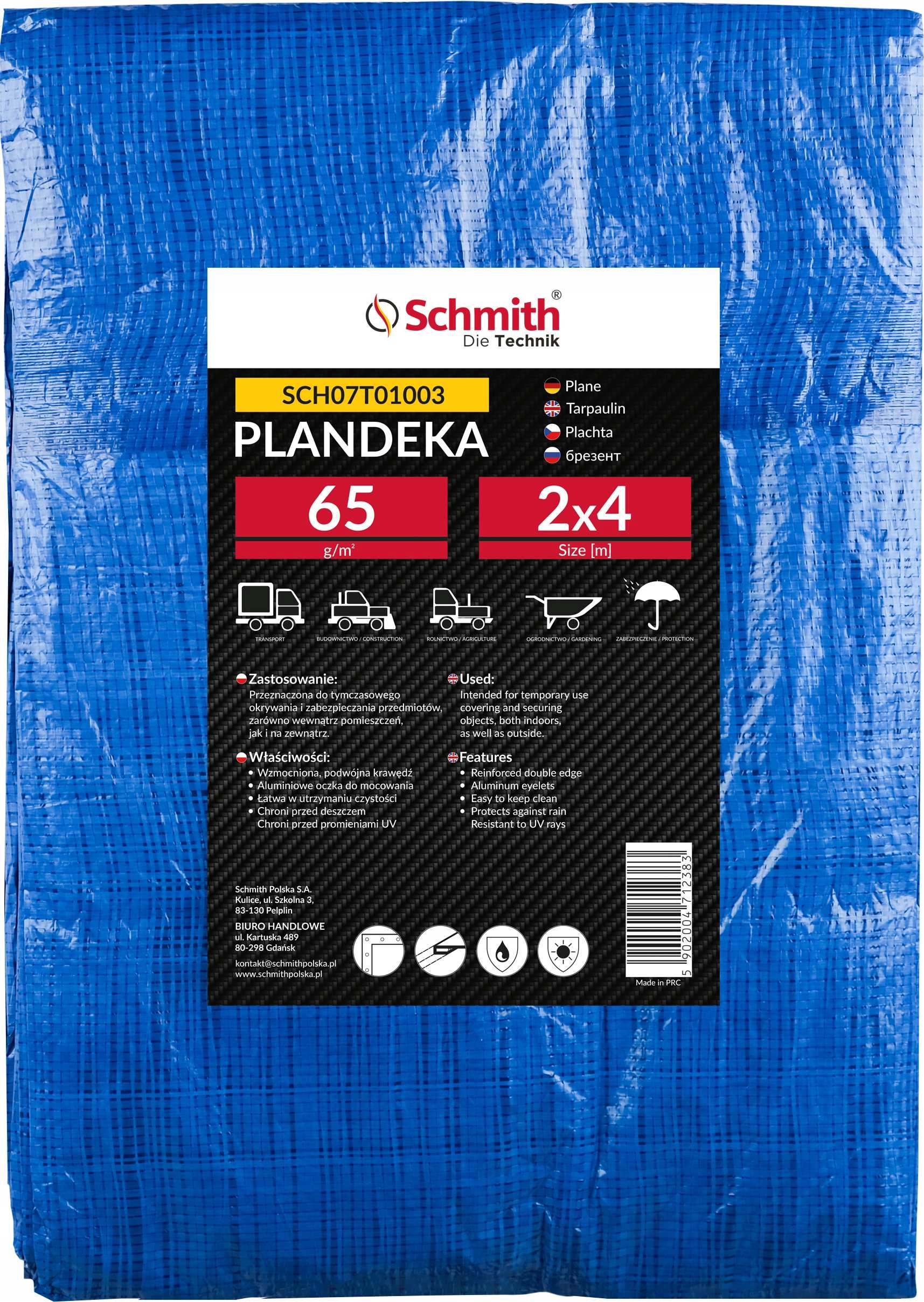 SCHMITH PLANDEKA 2X4M NIEBIESKA 65G