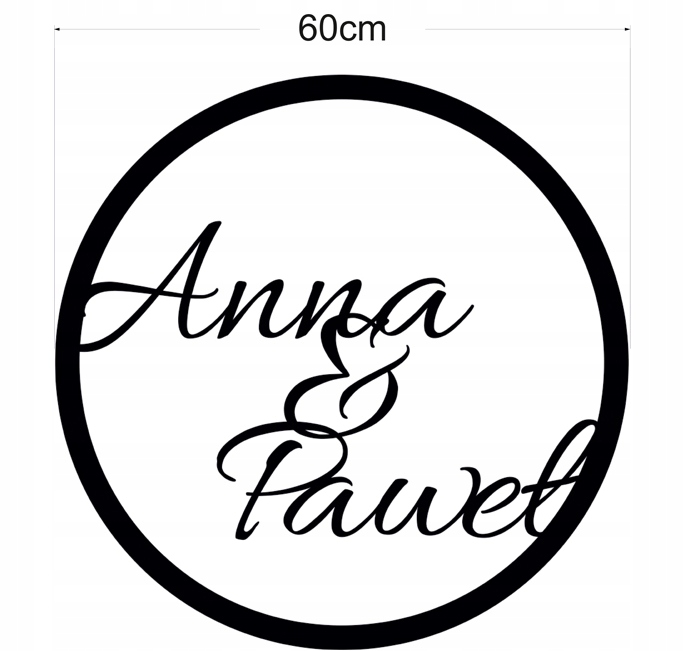 Koło obręcz srebrna 1-szt napis Imiona 60cm IGS3 EAN (GTIN) 5906400607069