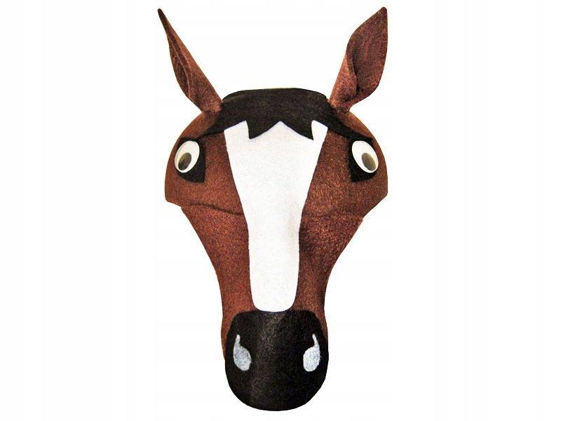 

Czapka Konia Z Ruchomymi Oczami Filcowa Brązowa