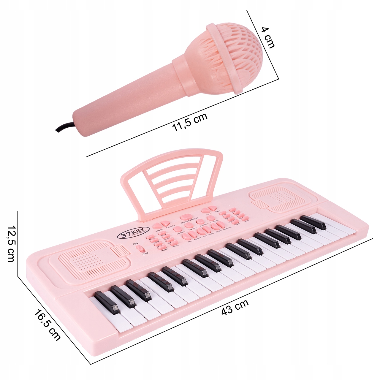 Wielofunkcyjne Organy Pianino Elektroniczne 37 Klawiszy Keyboard + Mikrofon Baterie 4x AA