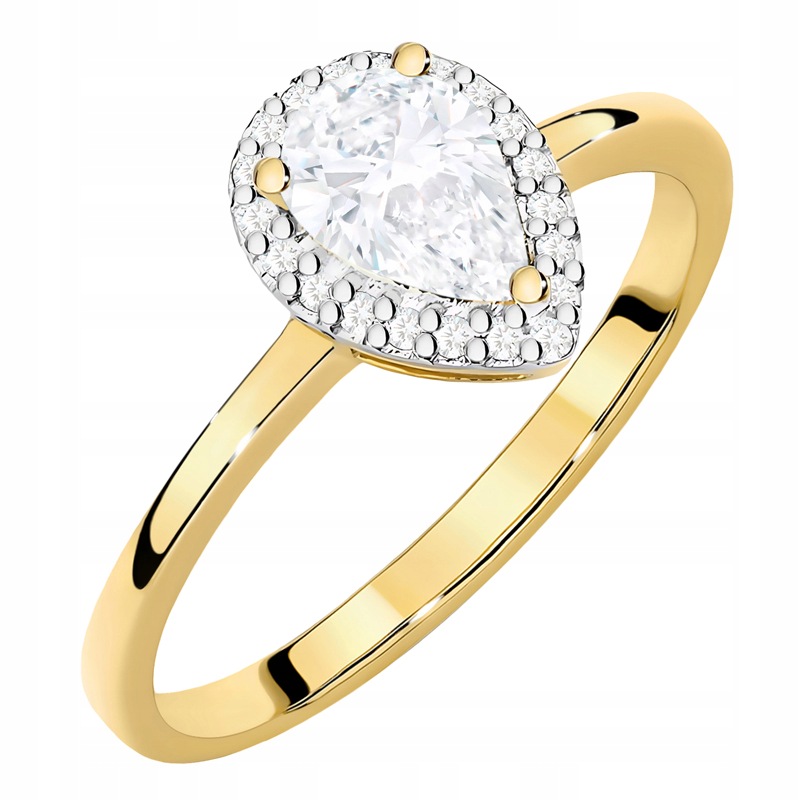 Krásný Zlatý Prstýnek pr. 585 14k s laboratorními diamanty 0,65ct