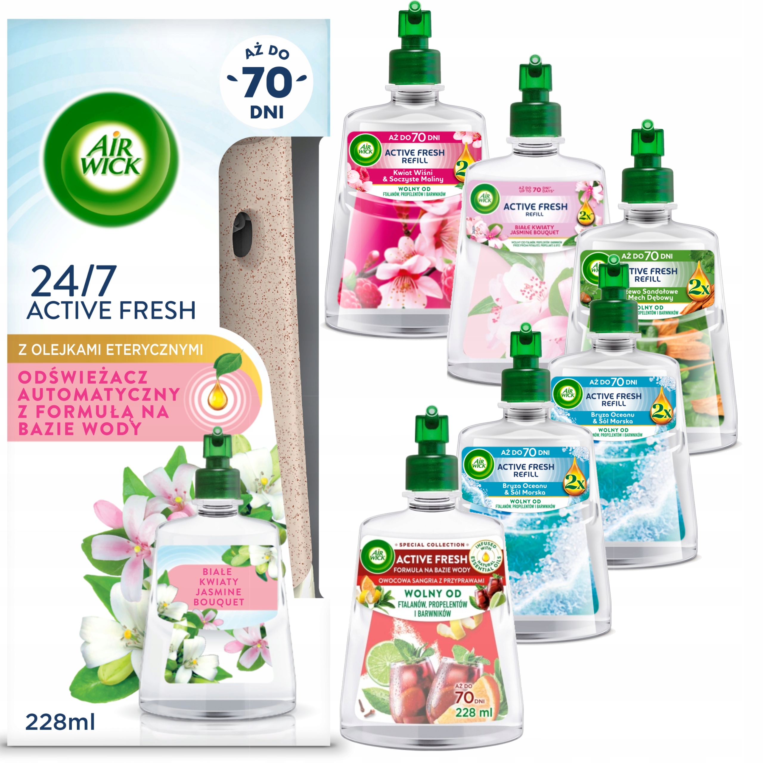 Air Wick Automatický Osvěžovač Vzduchu 7 X Náplň 228 ML MIX Sada