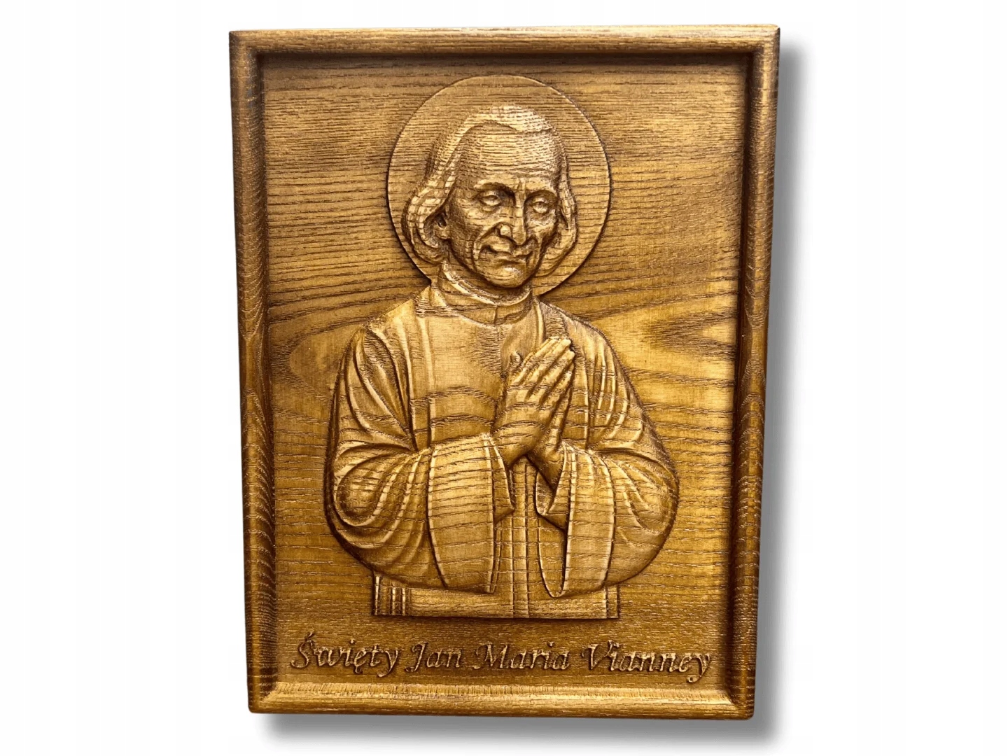 Svatý Jan Maria Vianney 20 cm dřevěný reliéf, obrázek dárek