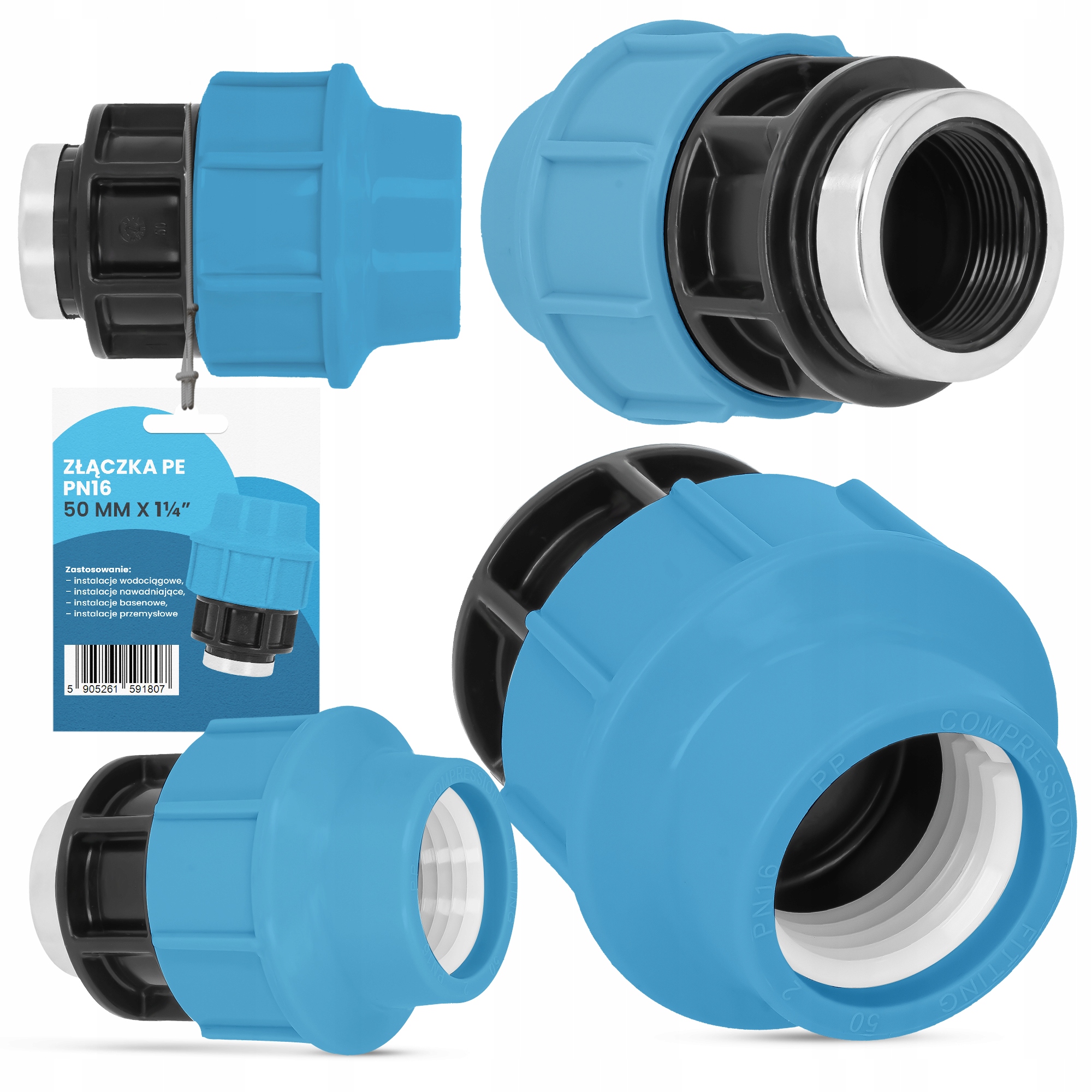 

Złączka Wodociągowa Kształtka Pe PN16 50x 1 1/4 Gw