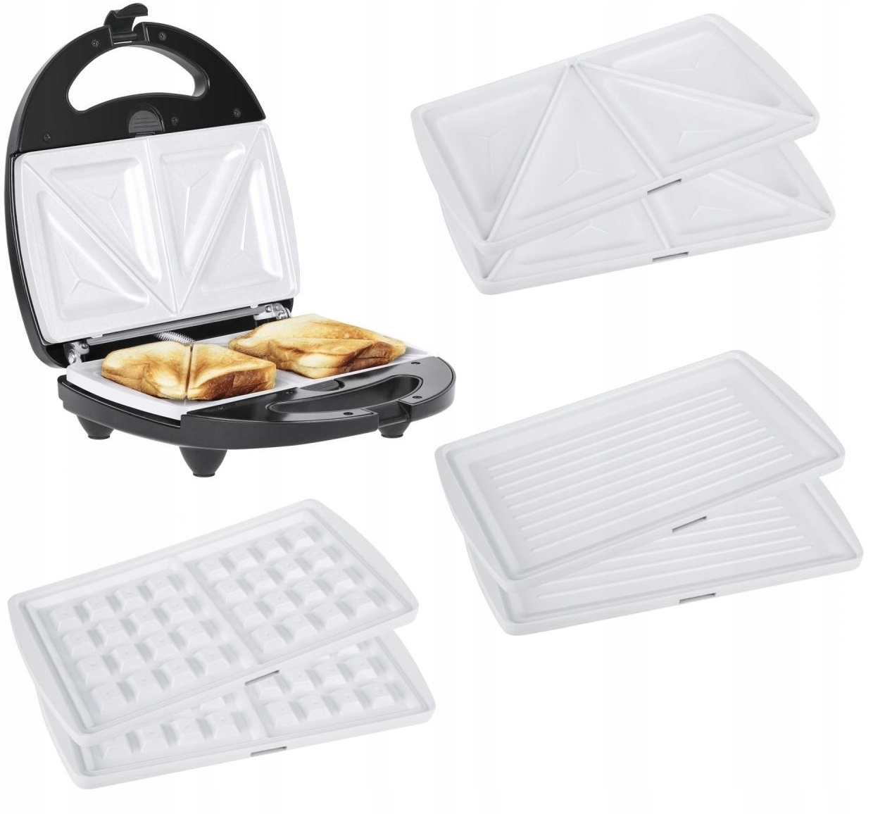 Opiekacz Do Tostów Kanapek Z Ceramicznymi Wkładami 3W1 Grill Gofry 800W