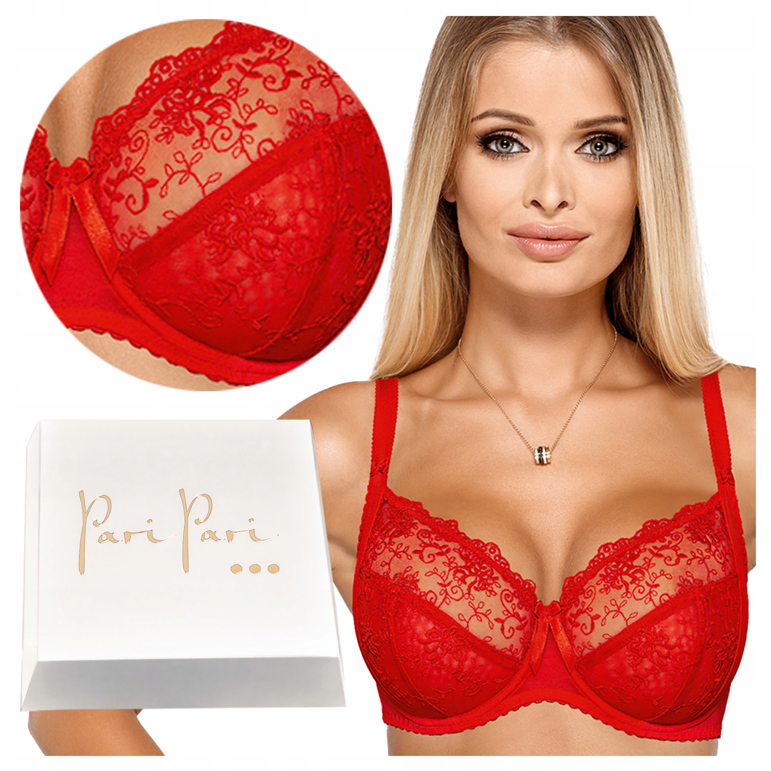 Podprsenka měkká s kosticemi Polský podprsenka Soft vyztužená červená 95E