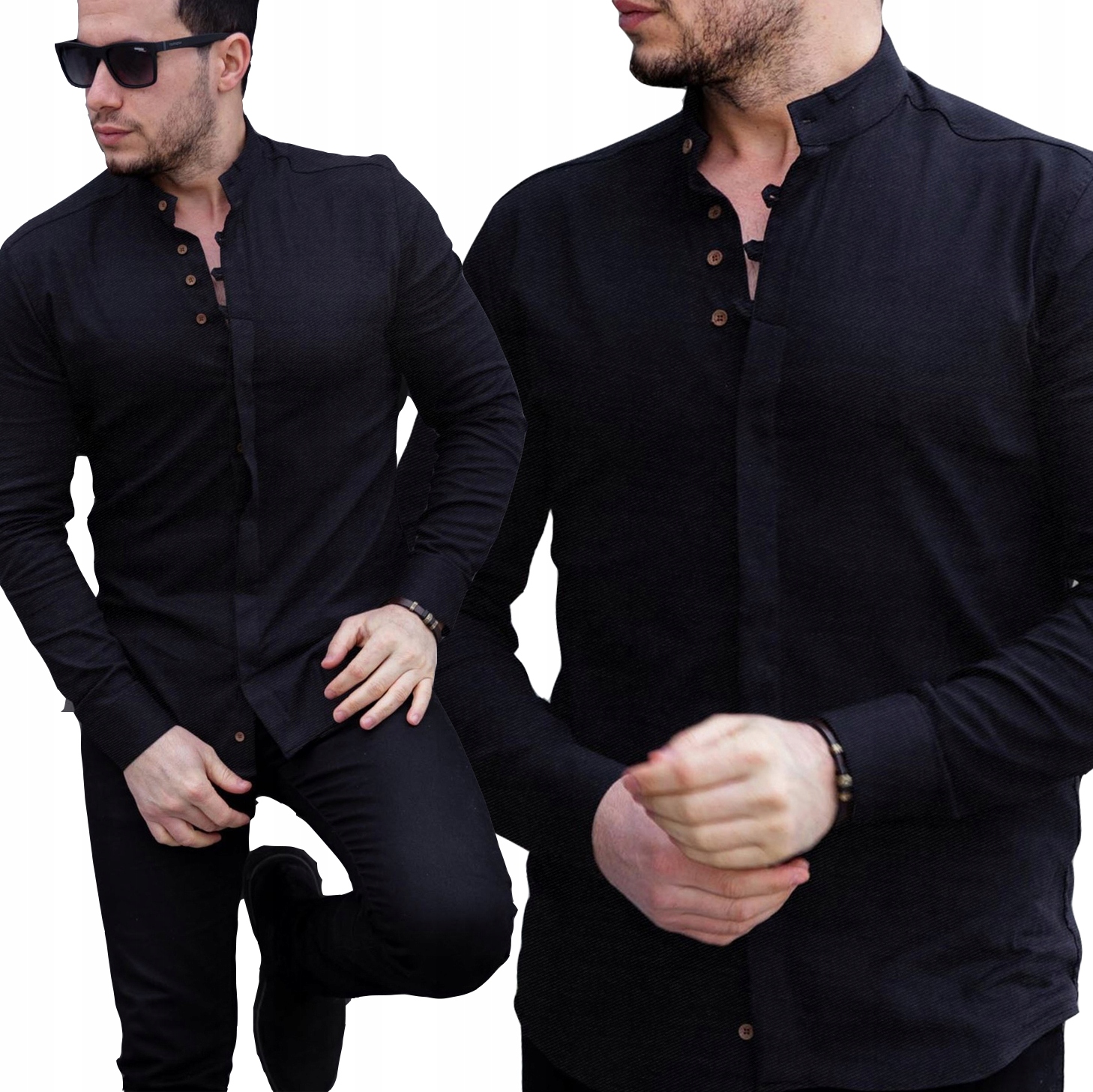 

Koszula Męska Bawełniana Stójka Codzienna Elegant