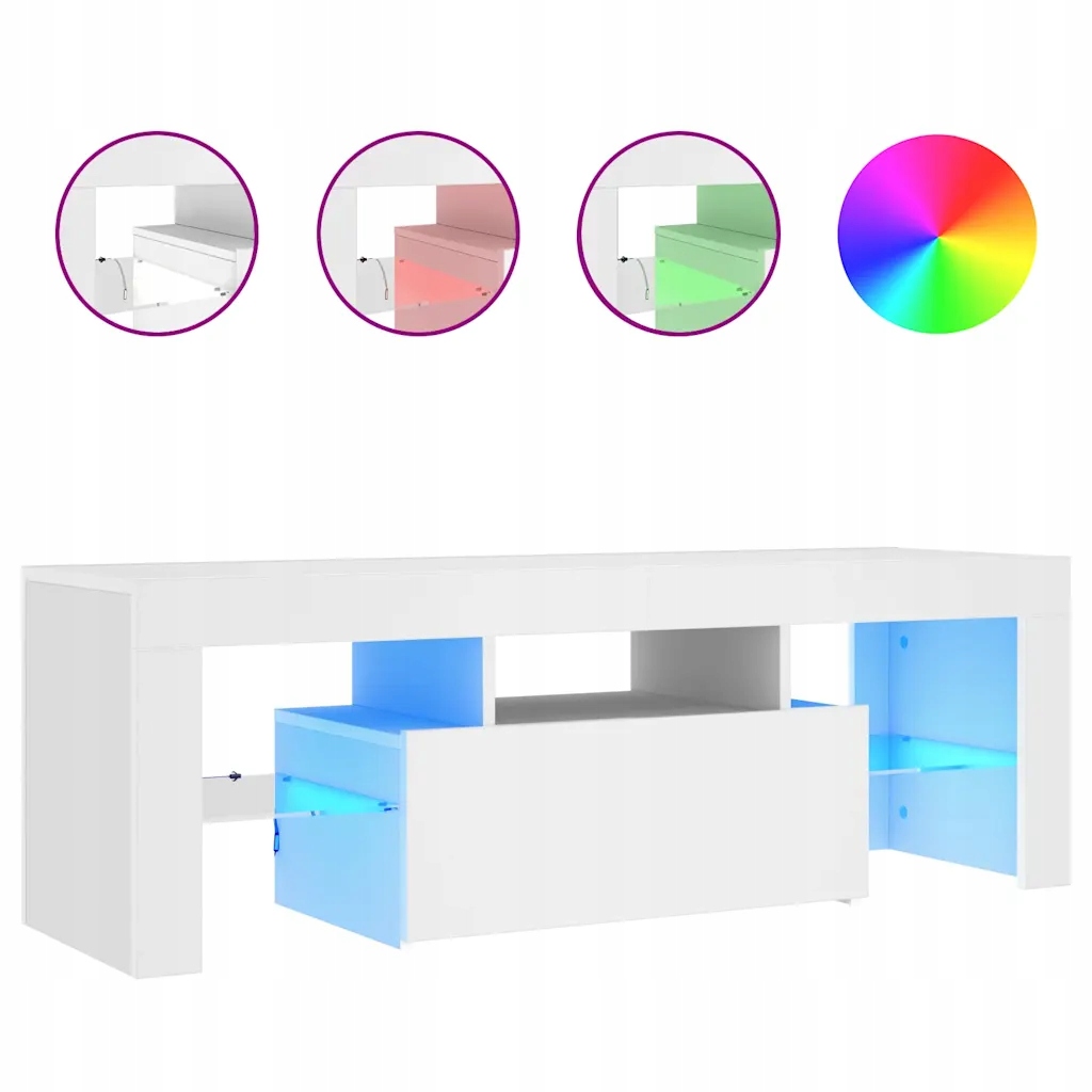 Rtv skříňka s Rgb Led osvětlením, bílá, 120 x 35 x 40 cm