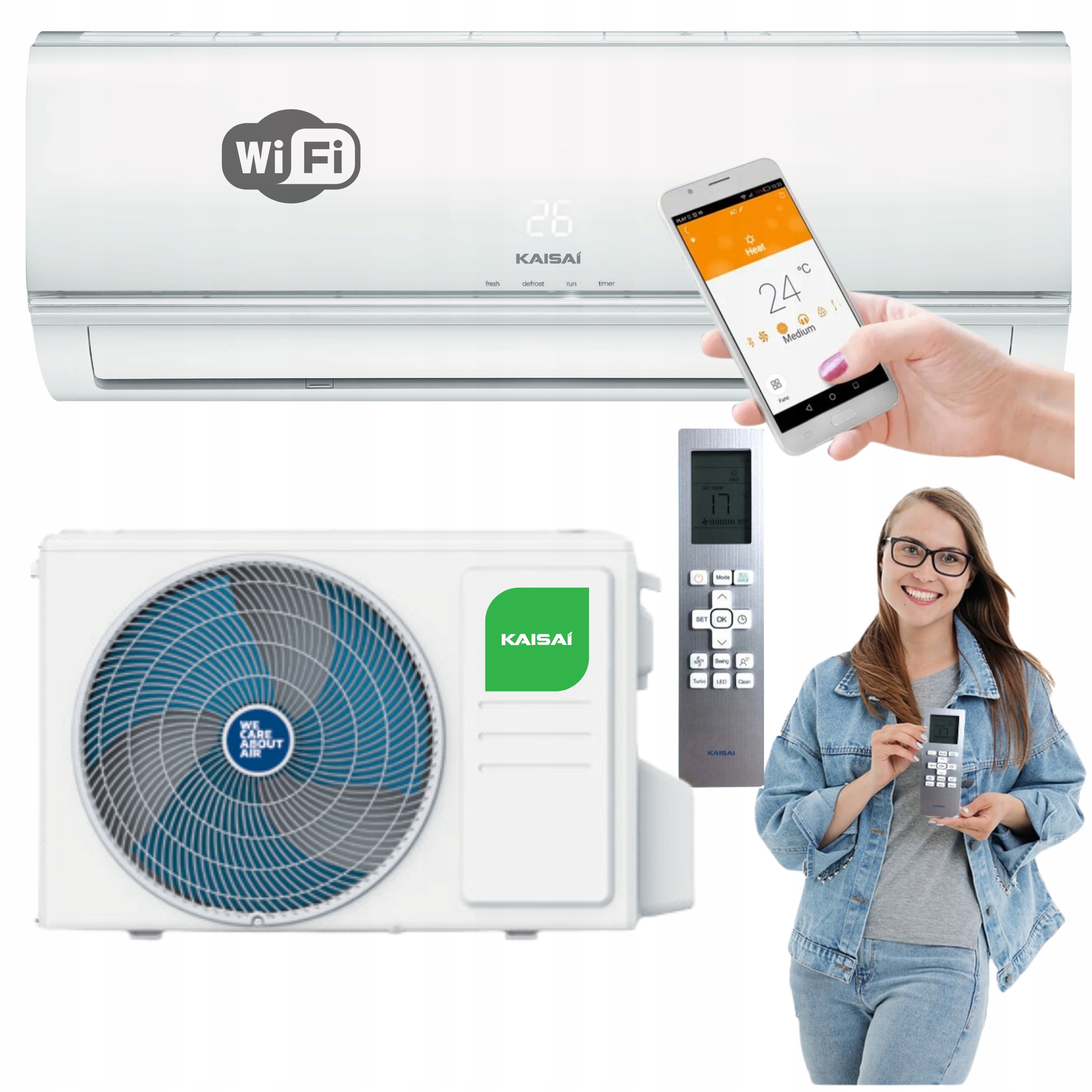 Klimatizace Kaisai Eco 3,5 kW s Wifi nástěnný pokojový klimatizace do domu