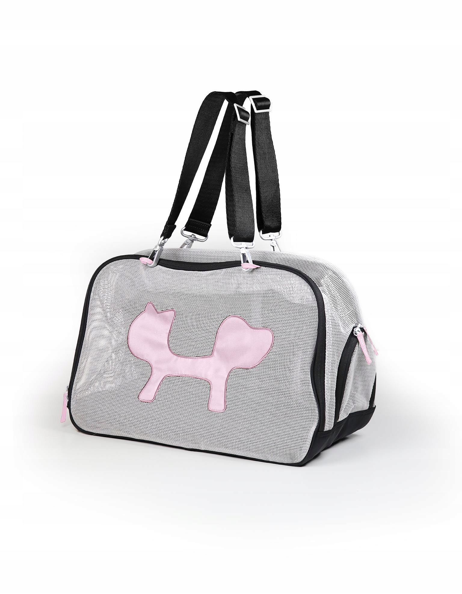 United Pets – Taška Mesh Bag Eco pro psa a kočku do 7 kg, černo-růžová