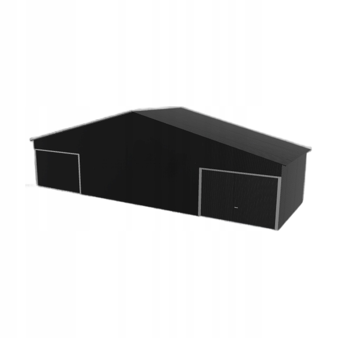 Plechová garáž 12x4 m dvoupolohová, dvoupolohová, černá