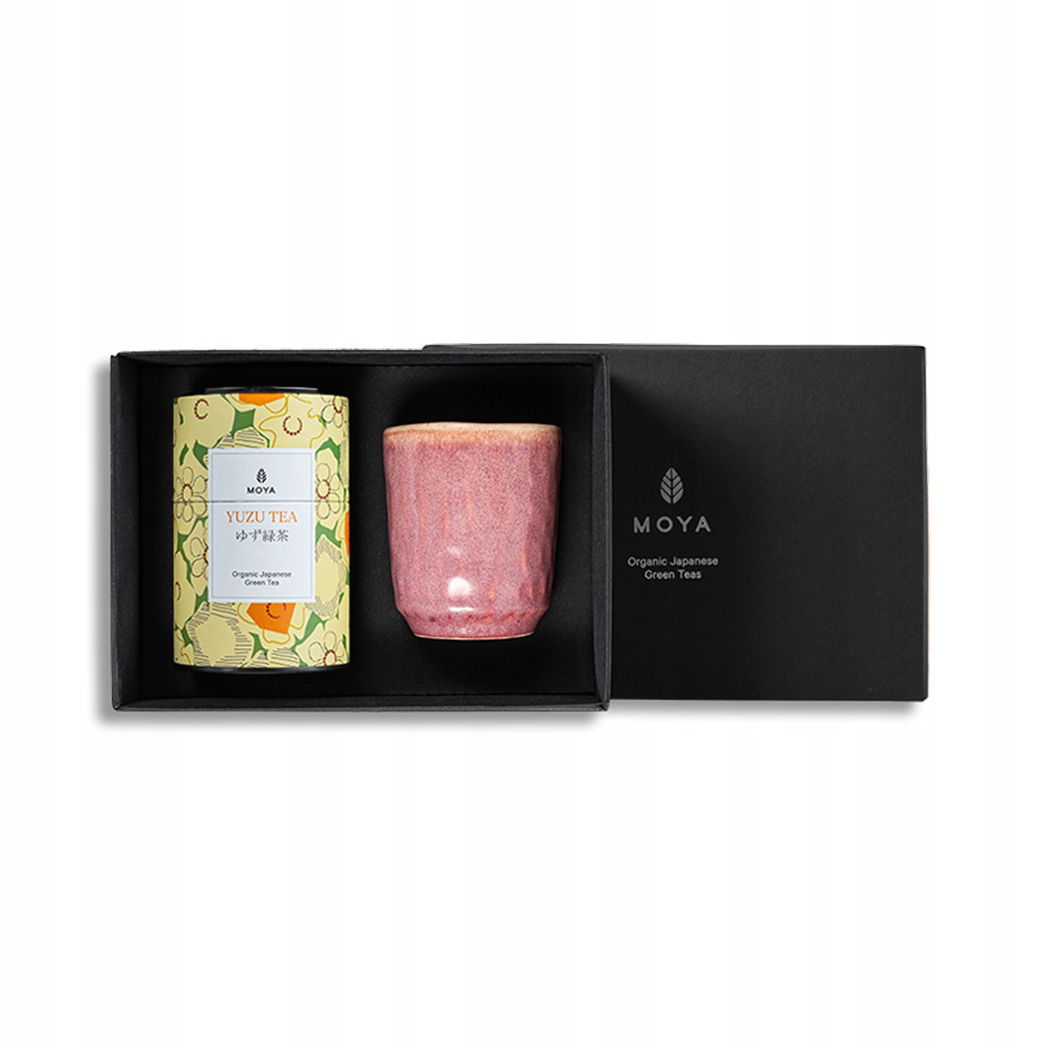 Zestaw organiczna zielona herbata Moya Yuzu Tea i kubek Botan