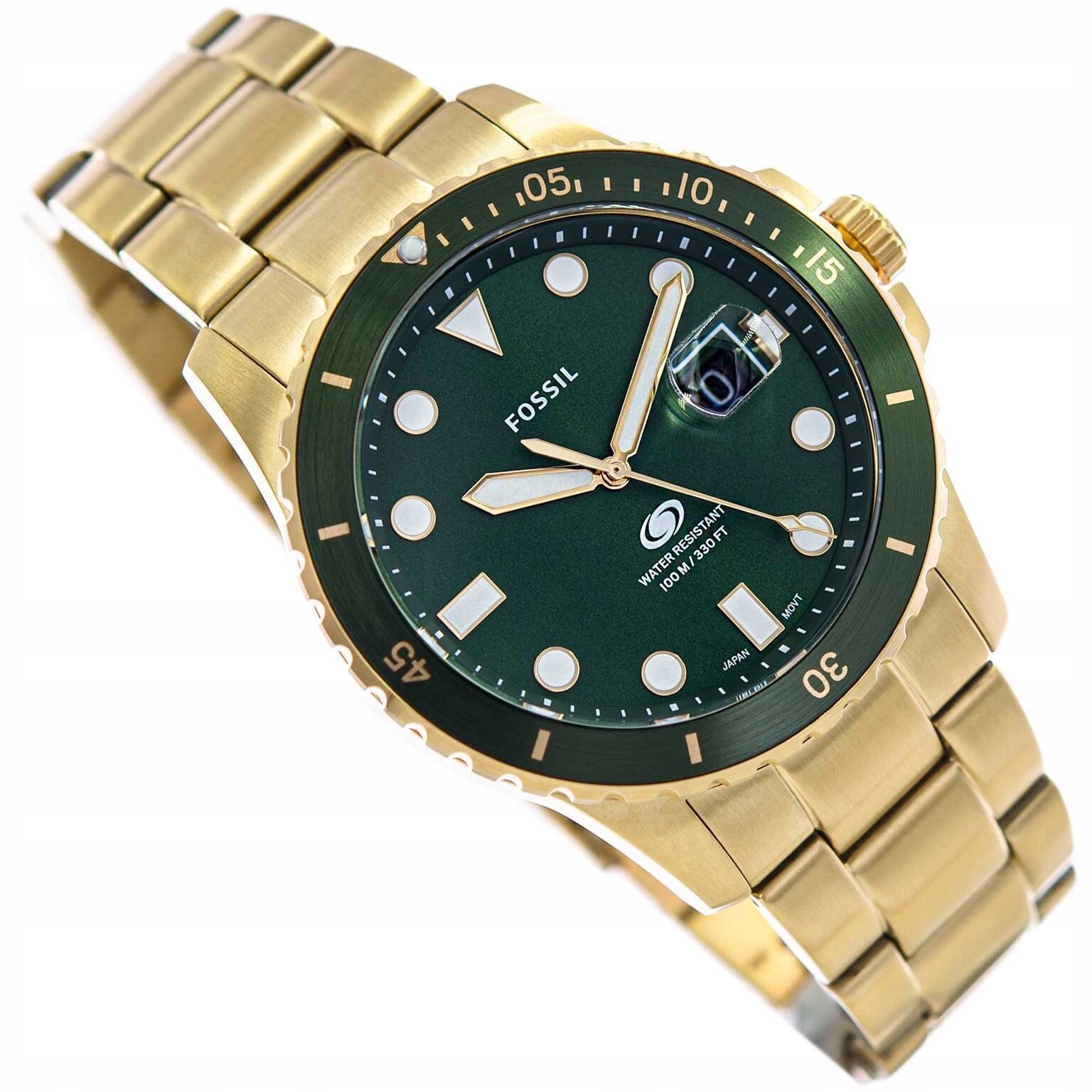 Pánské Hodinky Fossil FS6030 Blue Zlaté Na Náramku Elegantní Datumovka