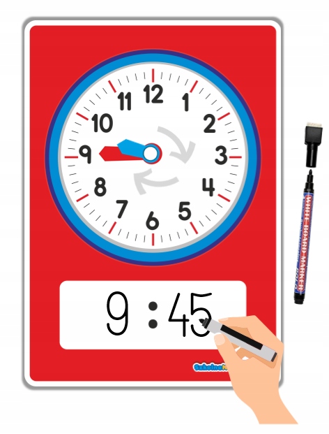 

Pomoc edukacyjna Zegar ruchome wskazówki| +pisak