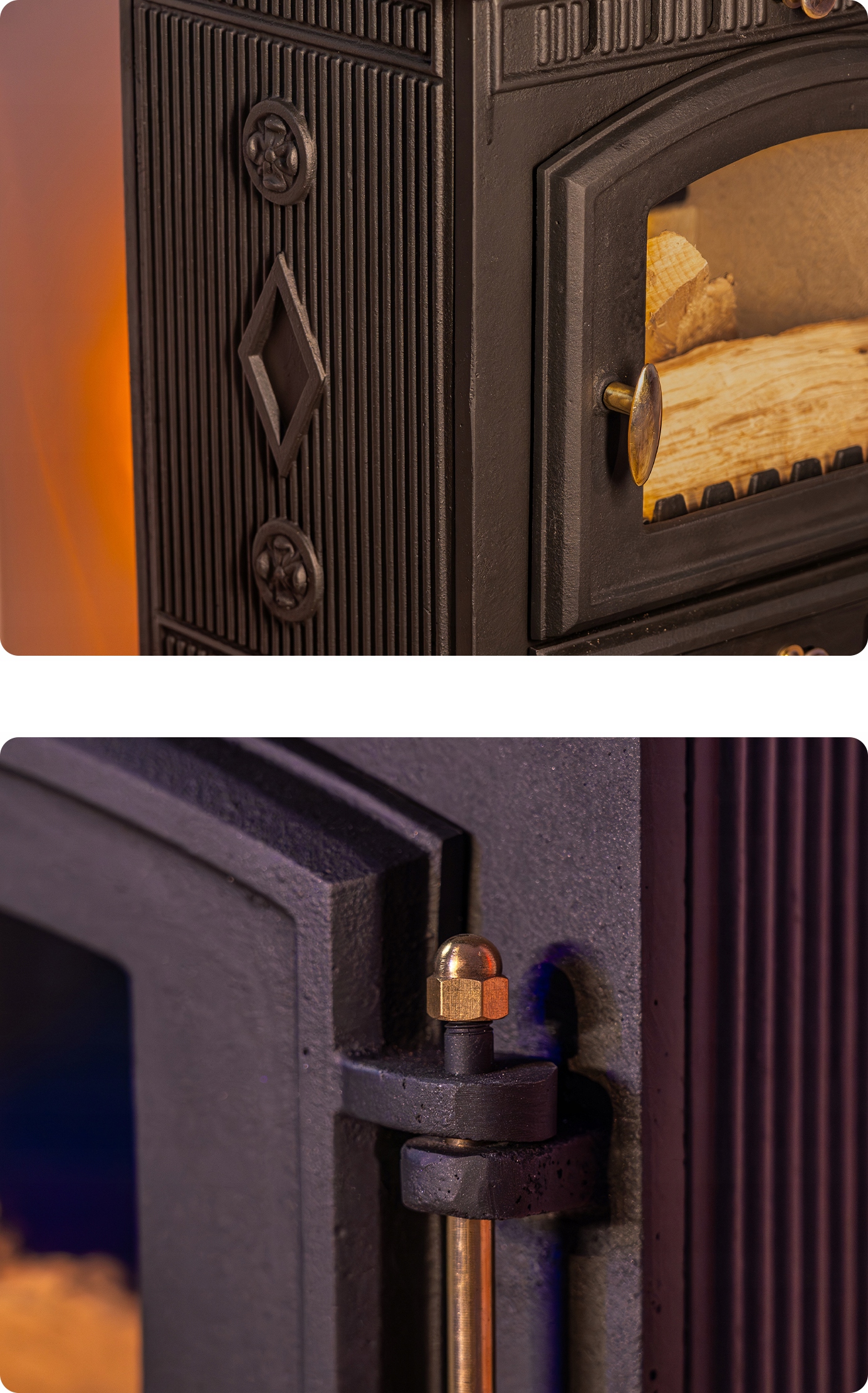 Piec na drewno wolnostojący 7kW koza kominek zestaw piecyk żeliwny Thunder Materiał wykonania żeliwny